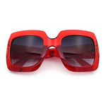 Womens Large Exaggerated Thick Plastic Mod Fashion Rectangle Sunglasses