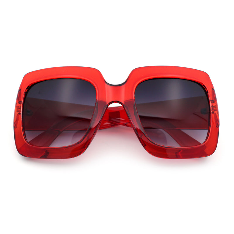 Womens Large Exaggerated Thick Plastic Mod Fashion Rectangle Sunglasses