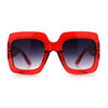 Womens Large Exaggerated Thick Plastic Mod Fashion Rectangle Sunglasses