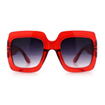 Womens Large Exaggerated Thick Plastic Mod Fashion Rectangle Sunglasses