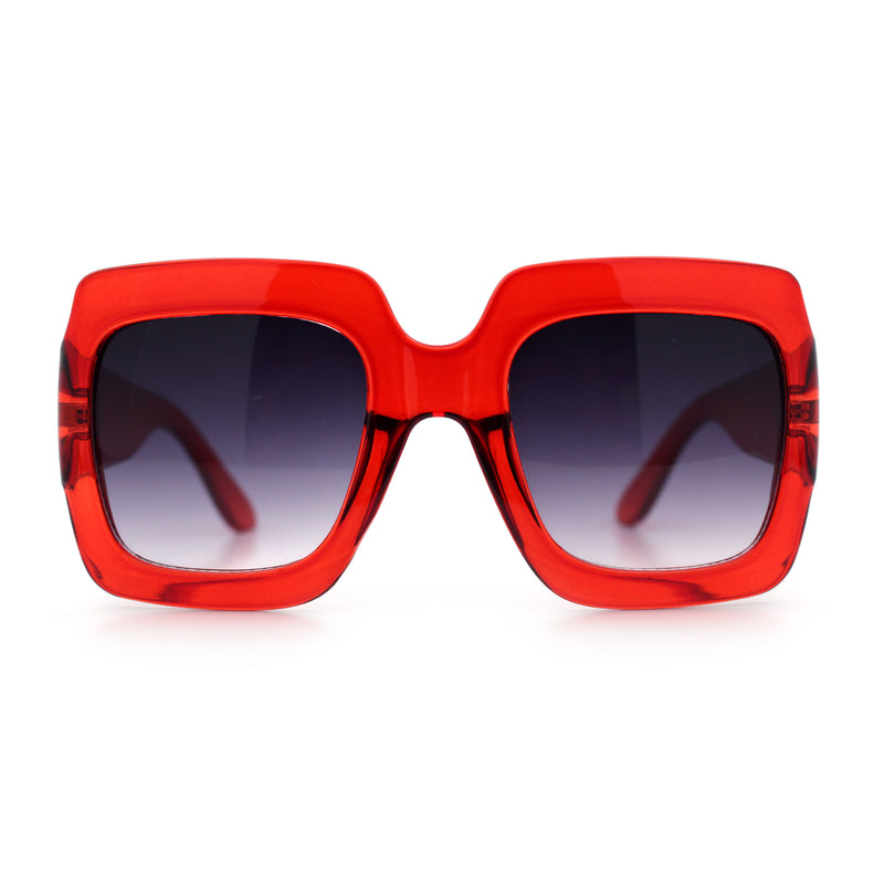 Womens Large Exaggerated Thick Plastic Mod Fashion Rectangle Sunglasses