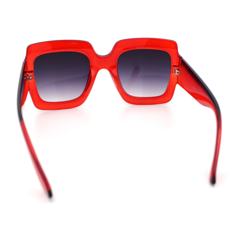 Womens Large Exaggerated Thick Plastic Mod Fashion Rectangle Sunglasses