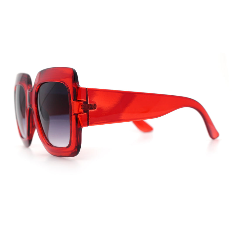 Womens Large Exaggerated Thick Plastic Mod Fashion Rectangle Sunglasses