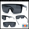 Polarized Mens Shield Oversized Rimless Rectangle Plastic Skeleton Arm Print Sunglasses