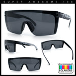 Polarized Mens Shield Oversized Rimless Rectangle Plastic Skeleton Arm Print Sunglasses