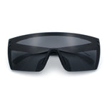 Polarized Mens Shield Oversized Rimless Rectangle Plastic Skeleton Arm Print Sunglasses