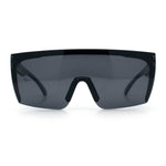 Polarized Mens Shield Oversized Rimless Rectangle Plastic Skeleton Arm Print Sunglasses