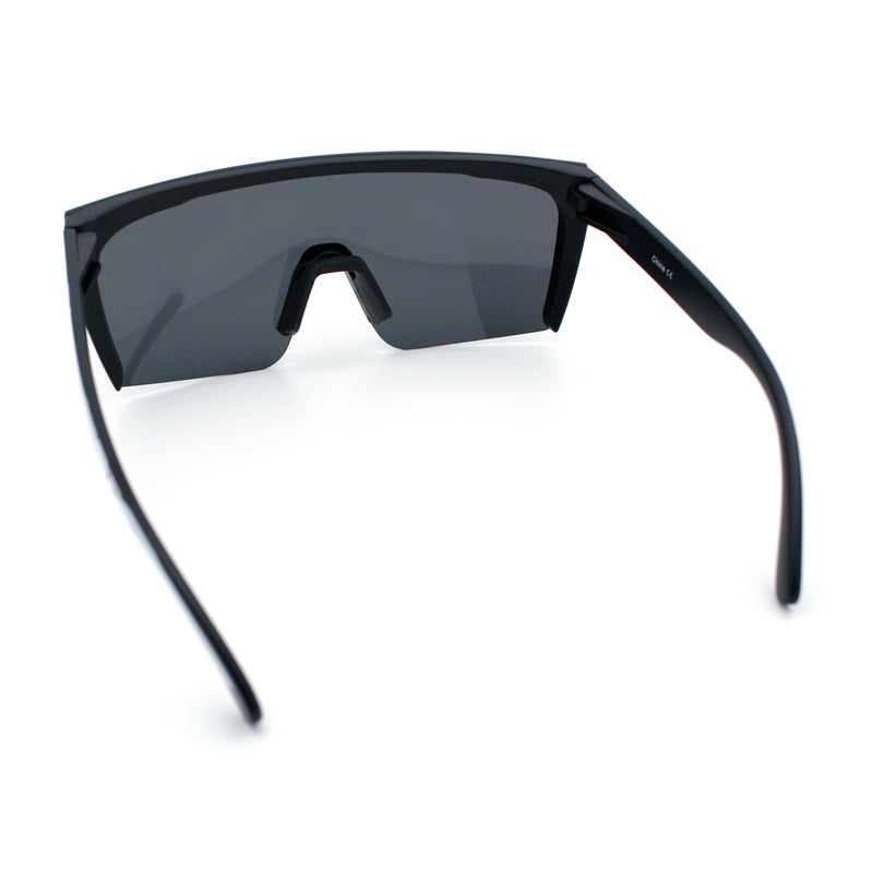 Polarized Mens Shield Oversized Rimless Rectangle Plastic Skeleton Arm Print Sunglasses