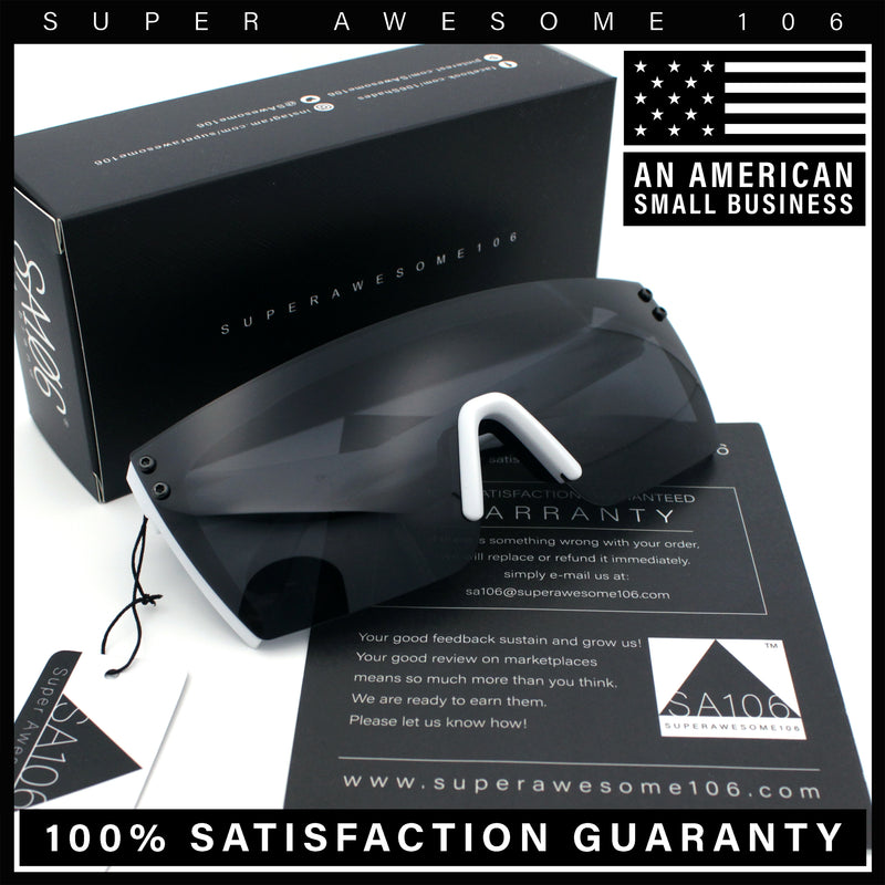 Polarized Mens Shield Oversized Rimless Rectangle Plastic Skeleton Arm Print Sunglasses