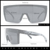 Polarized Mens Shield Oversized Rimless Rectangle Plastic Skeleton Arm Print Sunglasses