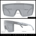 Polarized Mens Shield Oversized Rimless Rectangle Plastic Skeleton Arm Print Sunglasses