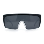 Polarized Mens Shield Oversized Rimless Rectangle Plastic Skeleton Arm Print Sunglasses