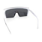 Polarized Mens Shield Oversized Rimless Rectangle Plastic Skeleton Arm Print Sunglasses