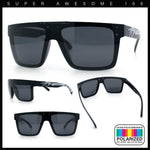 Polarized Mens Shield Oversized Rimless Skeleton Arm Print Horn Rim Sunglasses