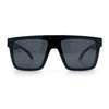 Polarized Mens Shield Oversized Rimless Skeleton Arm Print Horn Rim Sunglasses