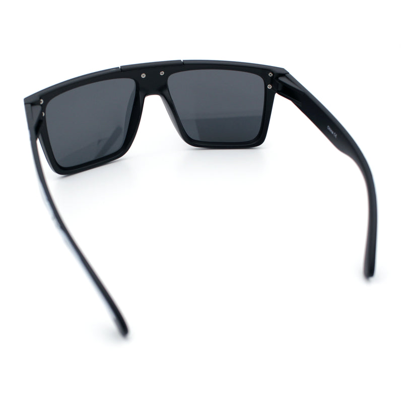 Polarized Mens Shield Oversized Rimless Skeleton Arm Print Horn Rim Sunglasses