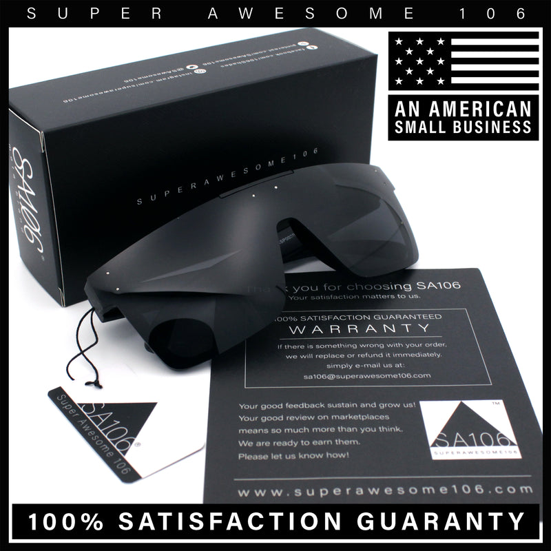 Polarized Mens Shield Oversized Rimless Skeleton Arm Print Horn Rim Sunglasses