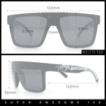 Polarized Mens Shield Oversized Rimless Skeleton Arm Print Horn Rim Sunglasses