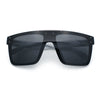 Polarized Mens Shield Oversized Rimless Skeleton Arm Print Horn Rim Sunglasses