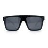 Polarized Mens Shield Oversized Rimless Skeleton Arm Print Horn Rim Sunglasses