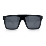 Polarized Mens Shield Oversized Rimless Skeleton Arm Print Horn Rim Sunglasses