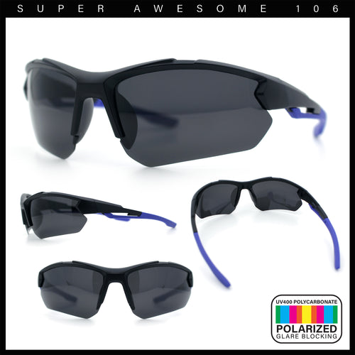 Polarized Mens Antiglare Classic Baseball Half Rim Wrap Sport Plastic Sunglasses