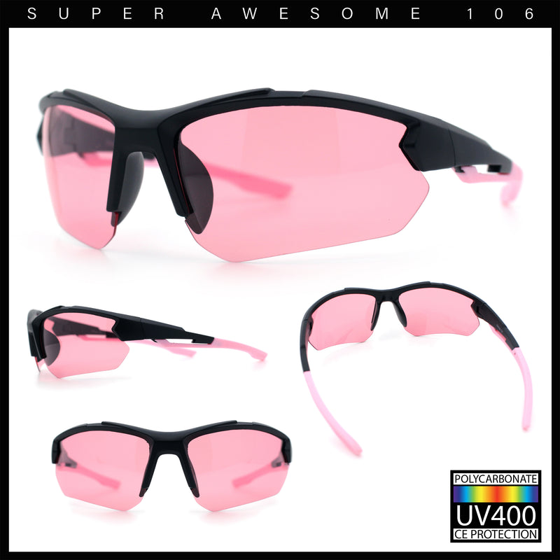 Polarized Mens Antiglare Classic Baseball Half Rim Wrap Sport Plastic Sunglasses