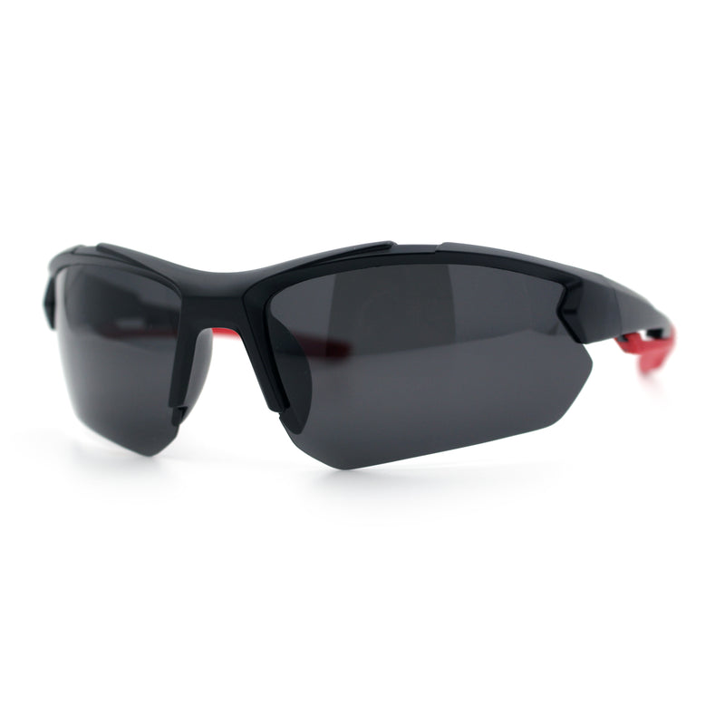 Polarized Mens Antiglare Classic Baseball Half Rim Wrap Sport Plastic Sunglasses