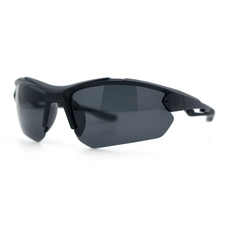 Polarized Mens Antiglare Classic Baseball Half Rim Wrap Sport Plastic Sunglasses