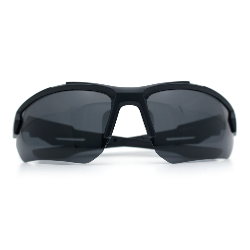 Polarized Mens Antiglare Classic Baseball Half Rim Wrap Sport Plastic Sunglasses
