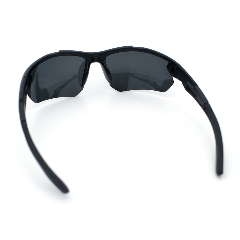 Polarized Mens Antiglare Classic Baseball Half Rim Wrap Sport Plastic Sunglasses