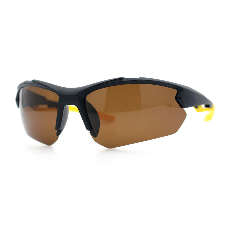 Polarized Mens Antiglare Classic Baseball Half Rim Wrap Sport Plastic Sunglasses