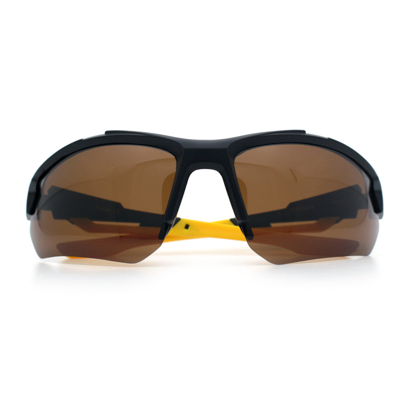 Polarized Mens Antiglare Classic Baseball Half Rim Wrap Sport Plastic Sunglasses