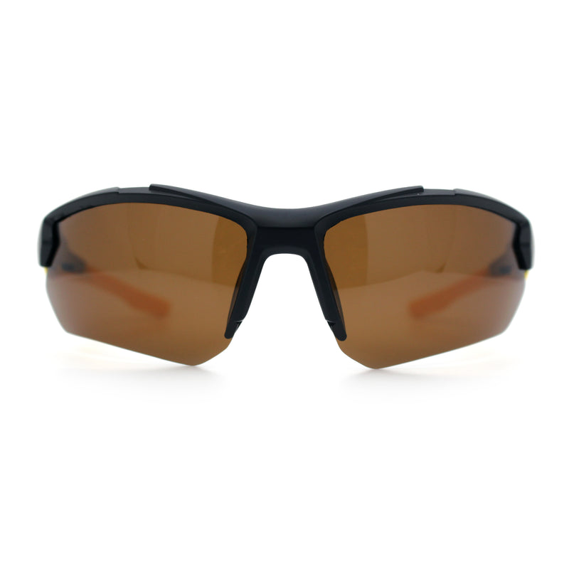 Polarized Mens Antiglare Classic Baseball Half Rim Wrap Sport Plastic Sunglasses