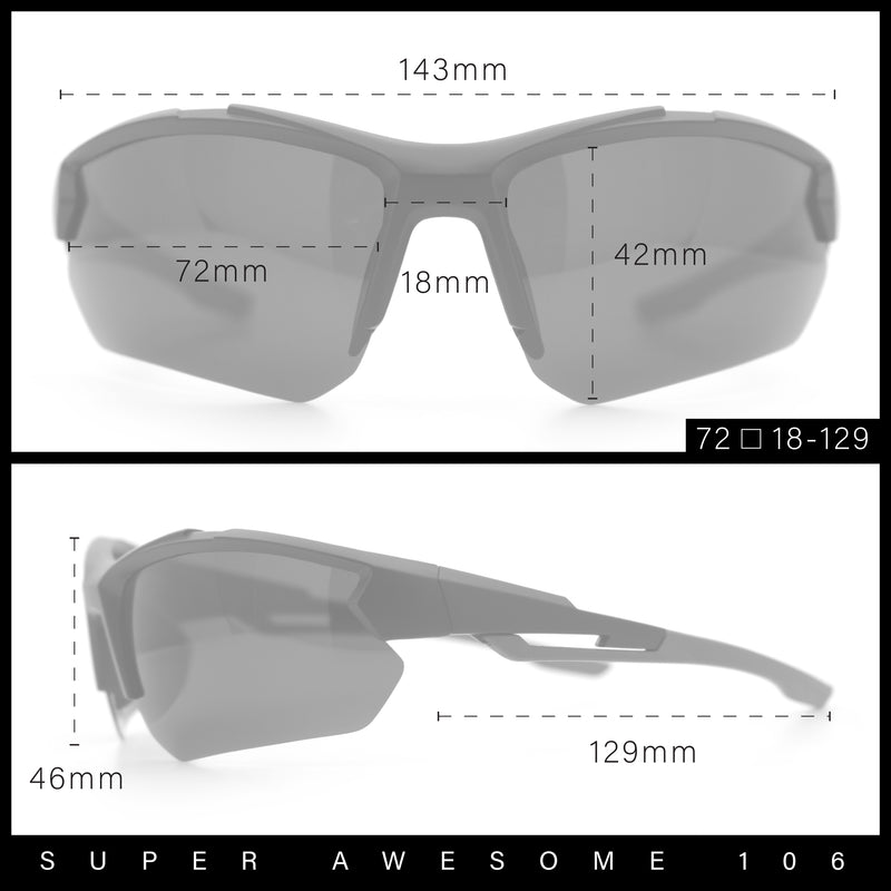 Polarized Mens Antiglare Classic Baseball Half Rim Wrap Sport Plastic Sunglasses