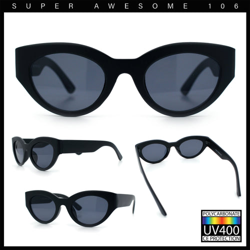 Womens Thick Plastic Cat Eye Retro Vintage Mod Style Gothic Sunglasses