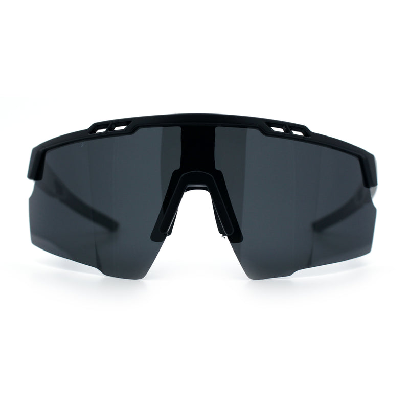 Polarized Mens Antiglare Oversized Shield Half Rim Wrap Sport Plastic Sunglasses\