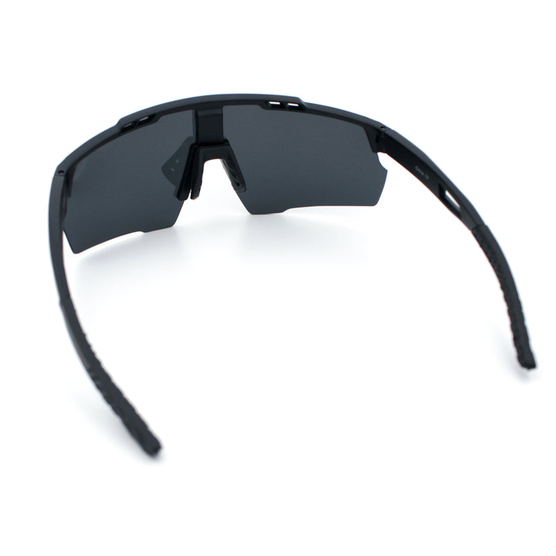 Polarized Mens Antiglare Oversized Shield Half Rim Wrap Sport Plastic Sunglasses\