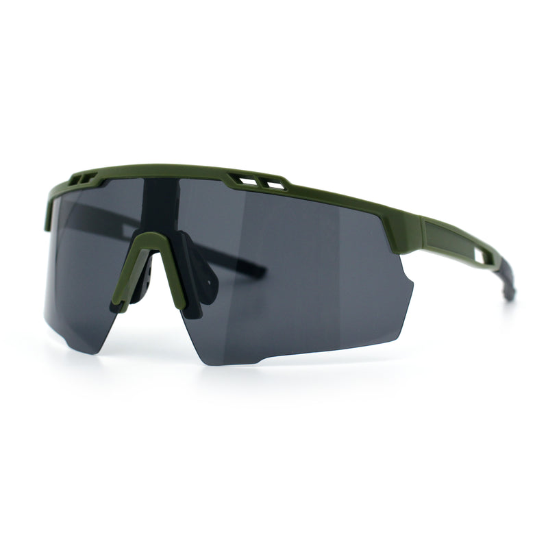 Polarized Mens Antiglare Oversized Shield Half Rim Wrap Sport Plastic Sunglasses\