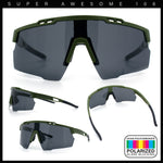 Polarized Mens Antiglare Oversized Shield Half Rim Wrap Sport Plastic Sunglasses\