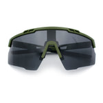 Polarized Mens Antiglare Oversized Shield Half Rim Wrap Sport Plastic Sunglasses\