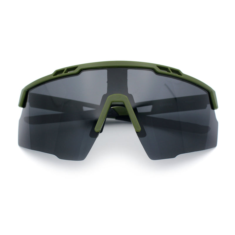 Polarized Mens Antiglare Oversized Shield Half Rim Wrap Sport Plastic Sunglasses\