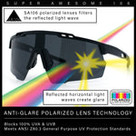 Polarized Mens Antiglare Oversized Shield Half Rim Wrap Sport Plastic Sunglasses\