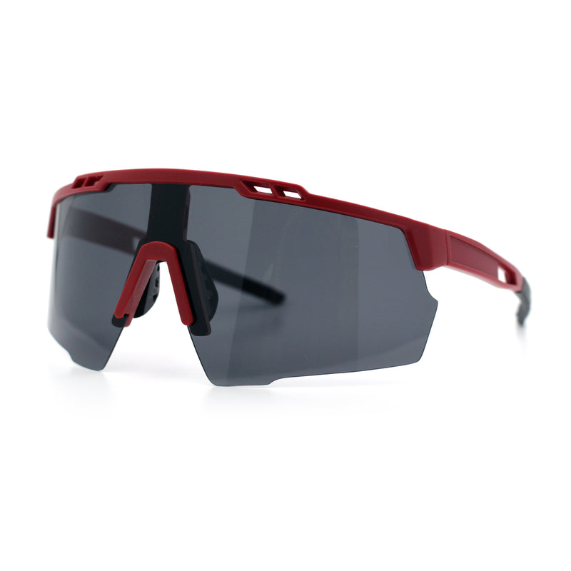 Polarized Mens Antiglare Oversized Shield Half Rim Wrap Sport Plastic Sunglasses\