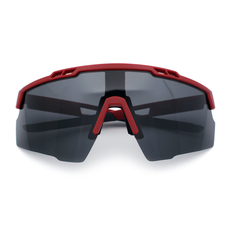 Polarized Mens Antiglare Oversized Shield Half Rim Wrap Sport Plastic Sunglasses\