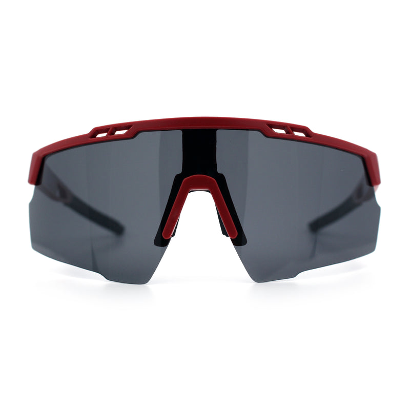 Polarized Mens Antiglare Oversized Shield Half Rim Wrap Sport Plastic Sunglasses\