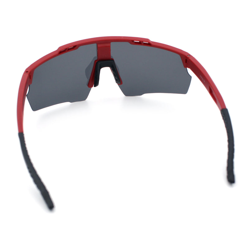Polarized Mens Antiglare Oversized Shield Half Rim Wrap Sport Plastic Sunglasses\