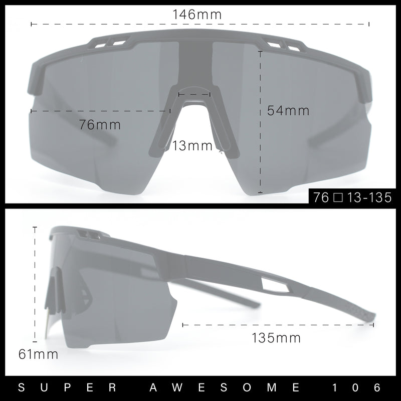 Polarized Mens Antiglare Oversized Shield Half Rim Wrap Sport Plastic Sunglasses\