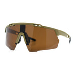 Polarized Mens Antiglare Oversized Shield Half Rim Wrap Sport Plastic Sunglasses\