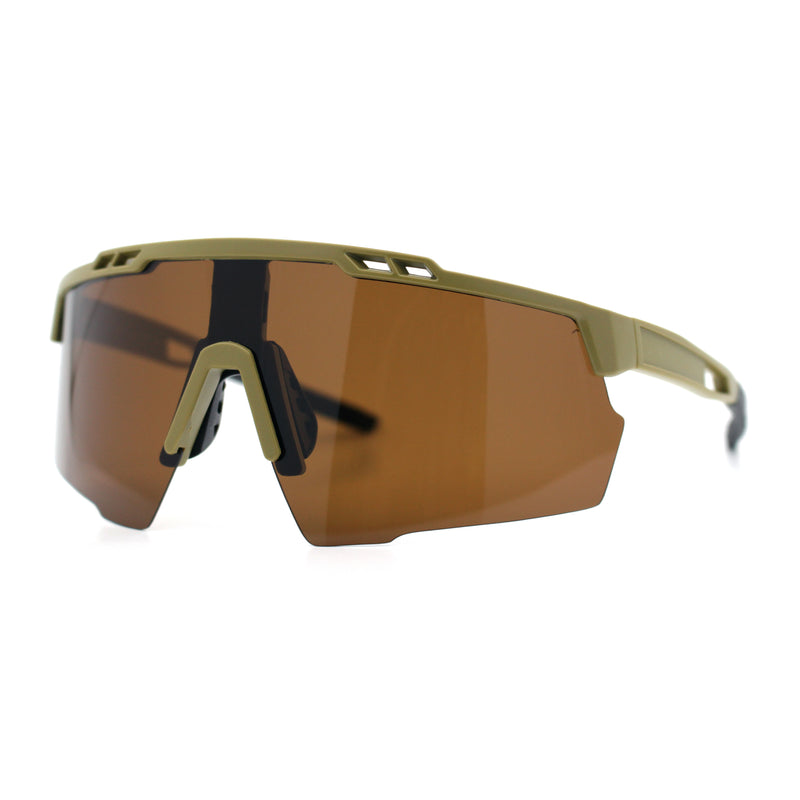 Polarized Mens Antiglare Oversized Shield Half Rim Wrap Sport Plastic Sunglasses\